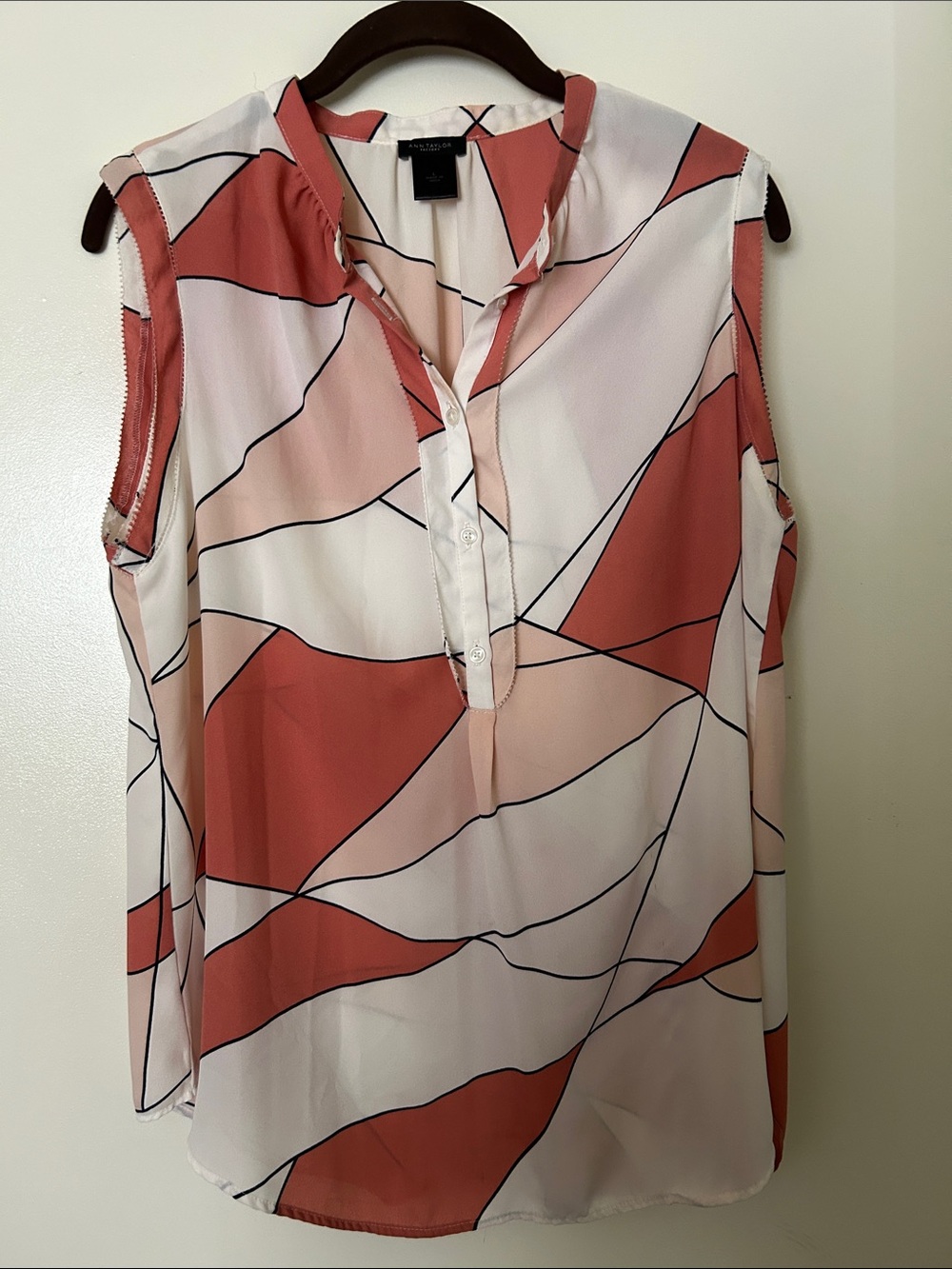 William Rast Coral & Blush Geometric Sleeveless Camisole